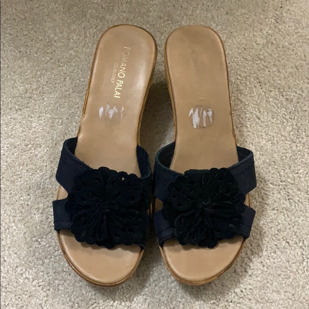 Romano Palai Leather Cork Wedge Sandal